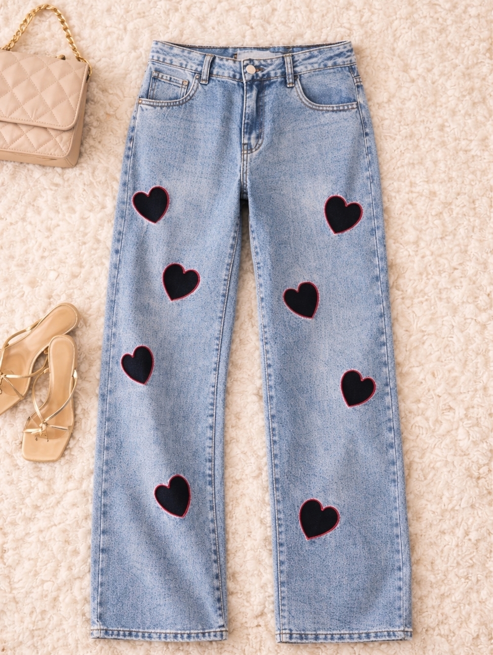 Stitched With Feeling Heart Denim Jeans